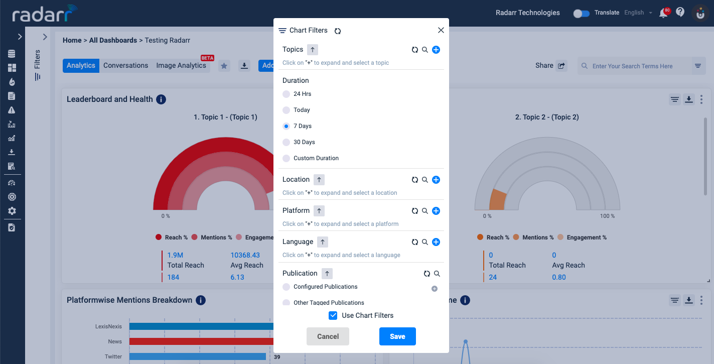 Radarr Leaderboard & Health Dashboard Chart Filter