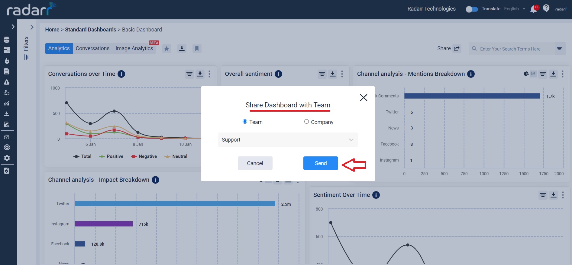 Share Dashboard with Team in Radarr