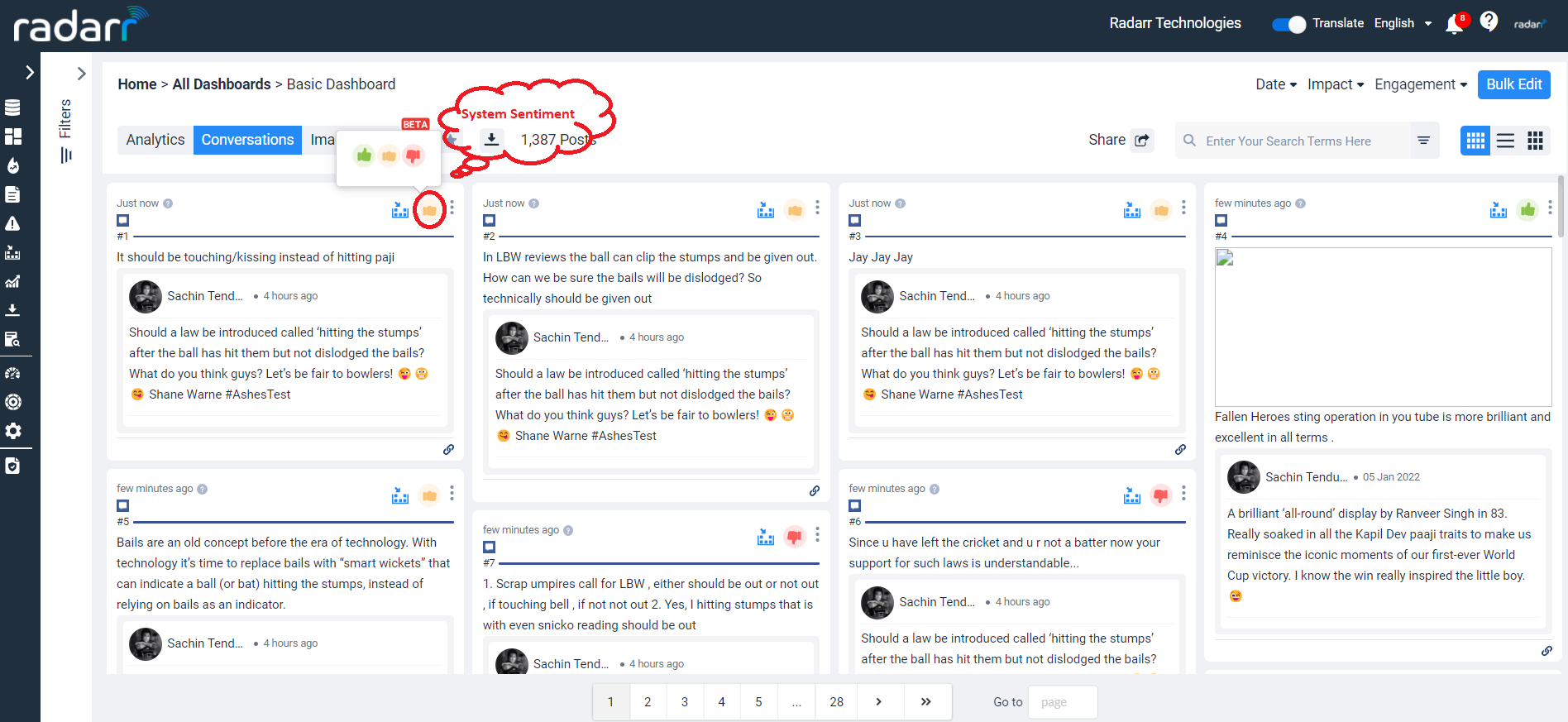 System Sentiment in Radarr Dashboard