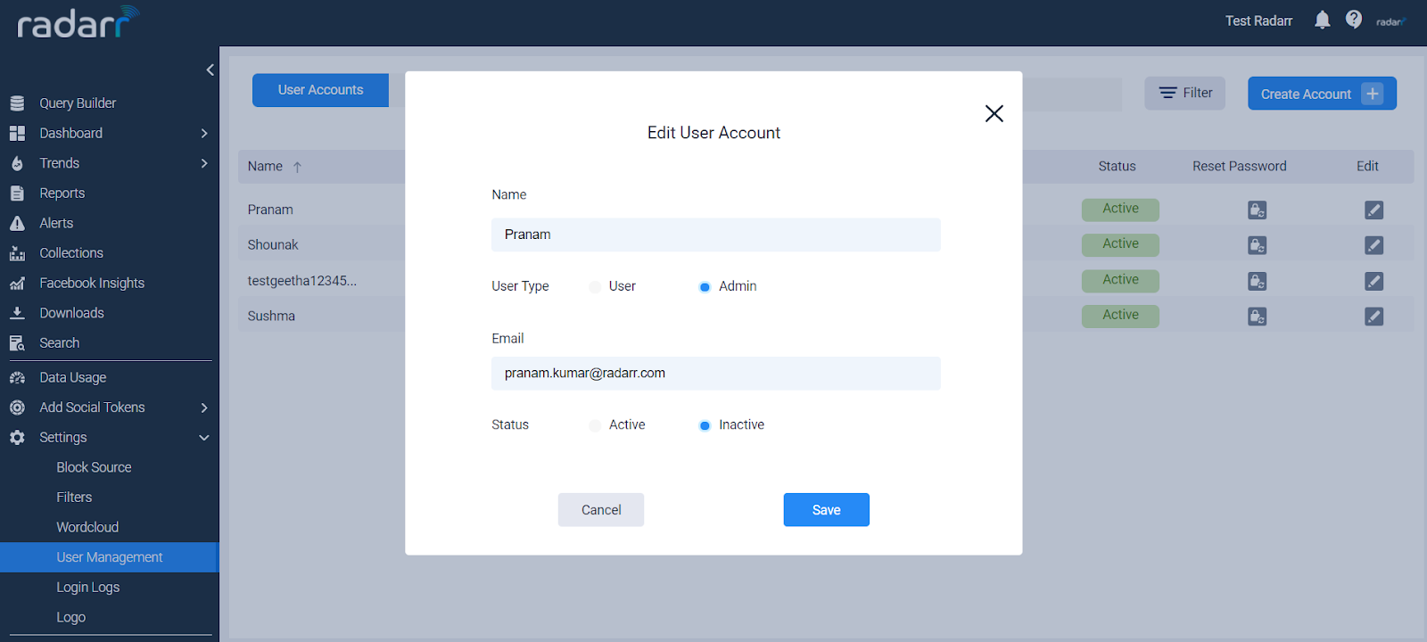 Radarr deactivate user manual