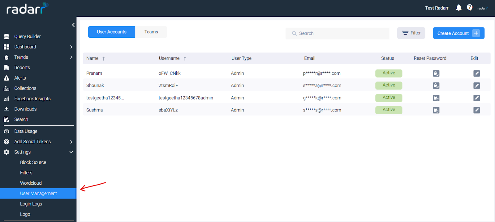 Radarr User Managment Panel